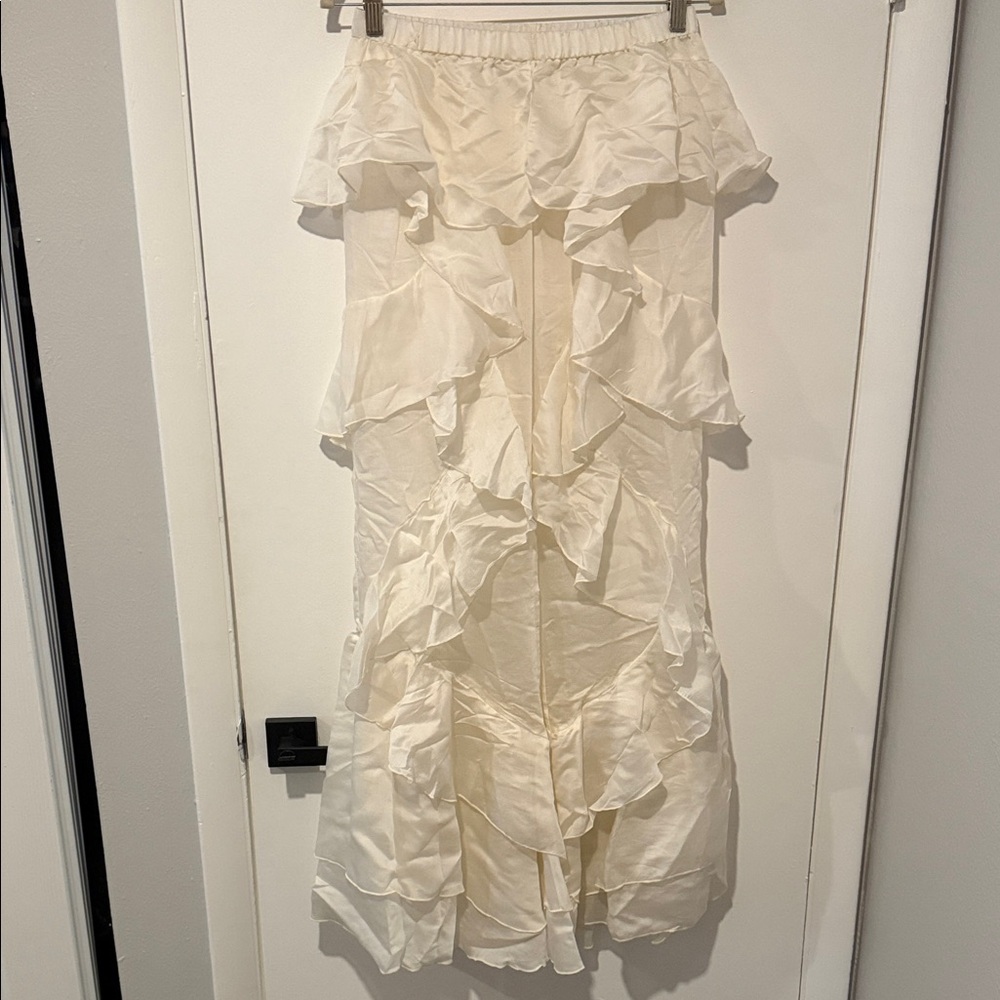 Innovate Denim Cream Ruffle Pants